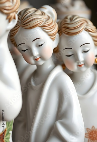 close up of a group of ceramic figurines