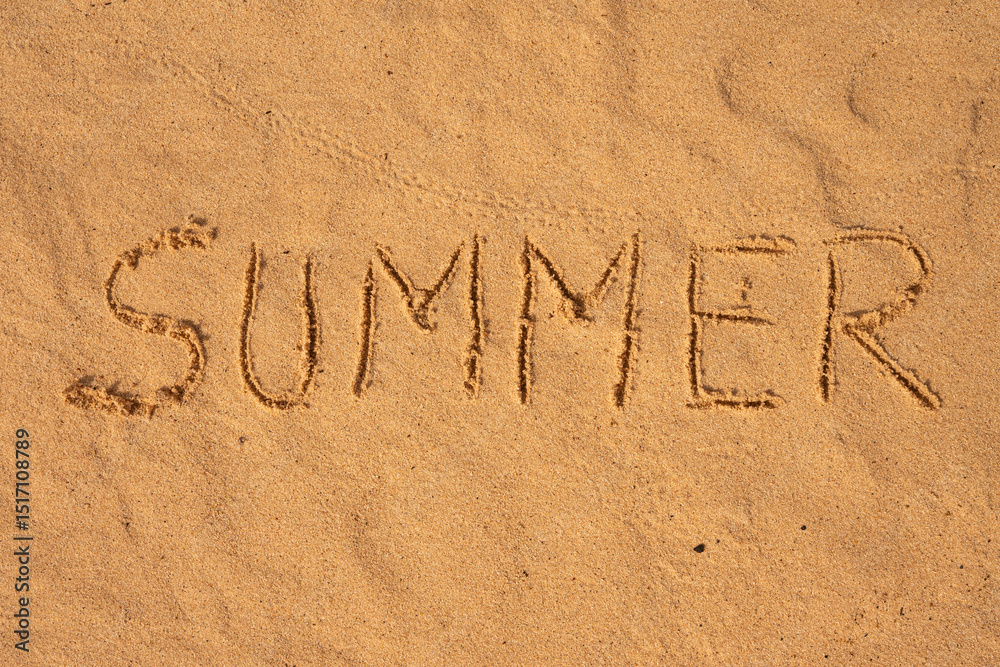 Fototapeta premium A beach scene with the word 