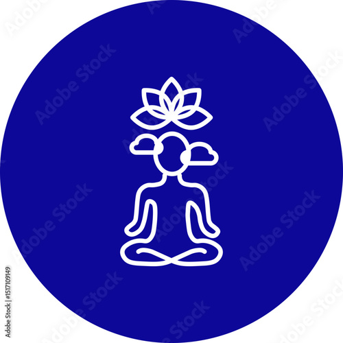 Mindfulness Symbol  Vector Line Blue Circle Icon Design