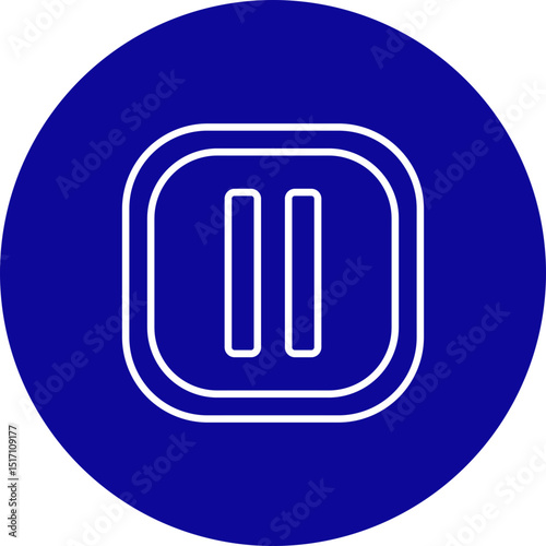 Pause Button  Vector Line Blue Circle Icon Design
