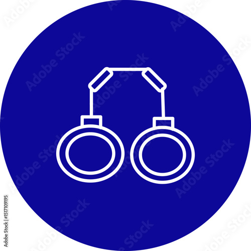 Restraint Hands  Vector Line Blue Circle Icon Design