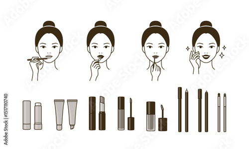 The process of applying lipstick