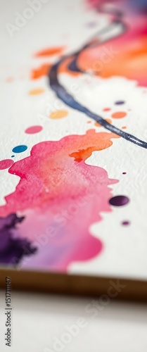 close up of a piece of art with paint splattered on it