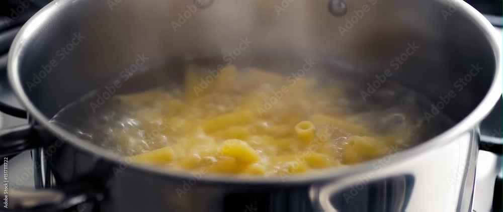 Anamorphic video Cooking spaghetti pasta in boiling water Anamorphic video Cooking spaghetti pasta in boiling water