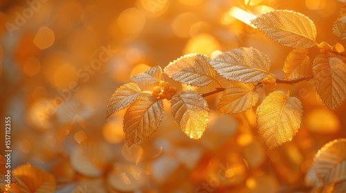 Golden Autumn Leaves in Sunlight