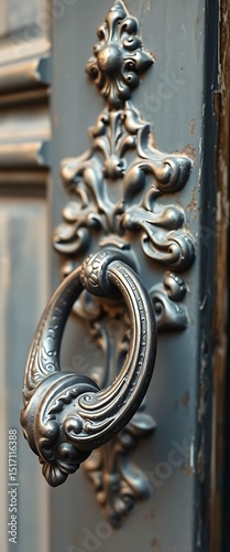 close up of a door handle on a door