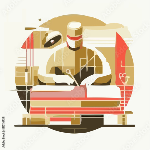 Surgeon performing an operation in a modern abstract style  