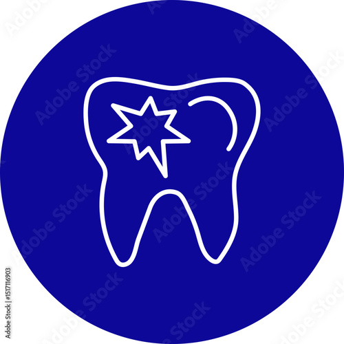 Dental Caries Vector Blue Circle Icon Design