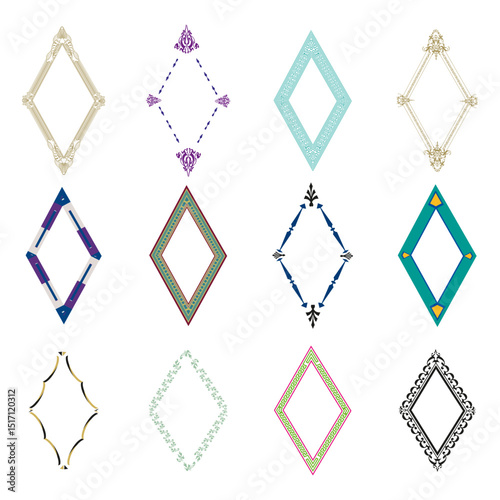 Decorative frame icon. Pattern ornament figure. Vector festive style. EPS 10.