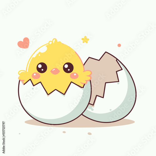 cute chick hatching from a cracked egg, perfect for Easter, spring, or baby-themed websites and blogs.