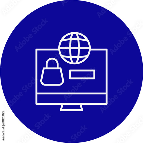 Online Business Vector Blue Circle Icon Design