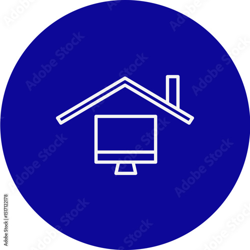 Home Office Vector Blue Circle Icon Design