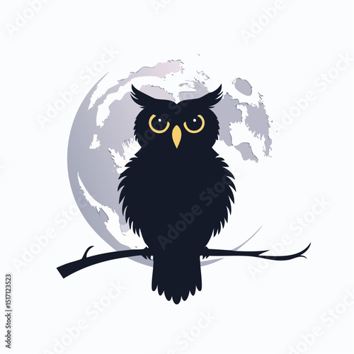 silhouette of an owl in front of a full moon