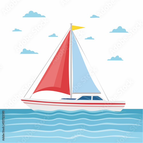 sailboat floating on the surface of the sea