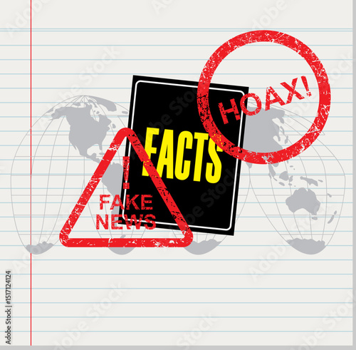 Hand drawn of  facts,hoax, fake news illustration concept, vector illustration 
