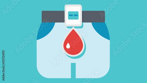 Blood Glucose Monitor Clip A small clipon device attached to the waistband presenting a glucose level on its display with an icon of a droplet of .