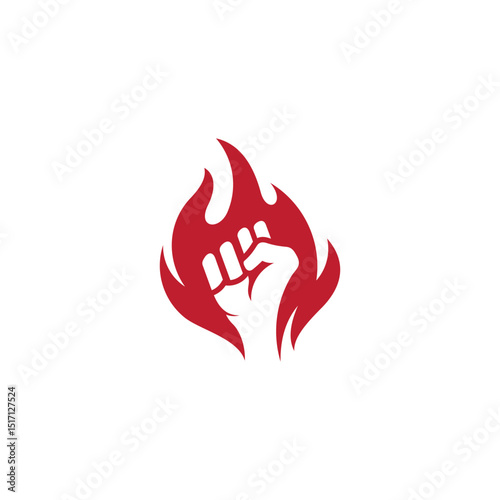 spirit hand logo with fire flames in flat design style