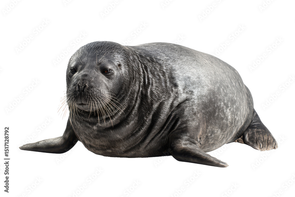 Fototapeta premium Adorable Seal Pup Close-up of a Grey Seal on White Background