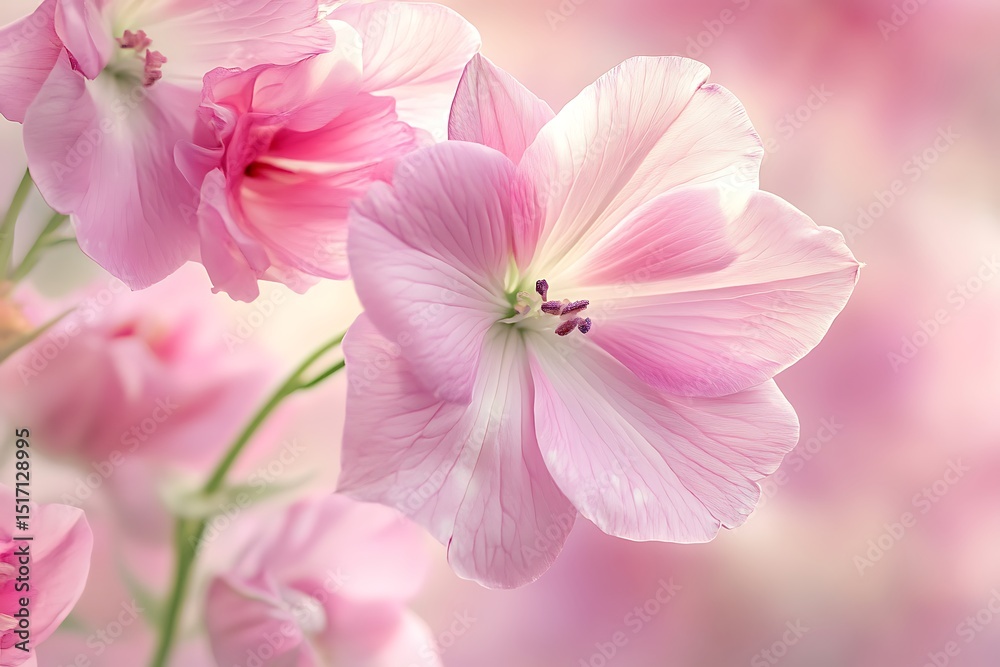 Gentle light streams through the delicate petals of a beautiful pink flower Gentle light streams through the delicate petals of a beautiful pink flower