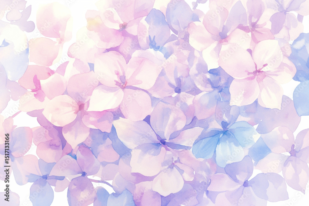 Obraz premium 紫陽花の背景・壁紙・水彩画 