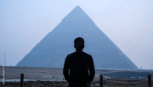 Awe-Inspiring Pyramid of Giza: A Silhouette Against the Haze