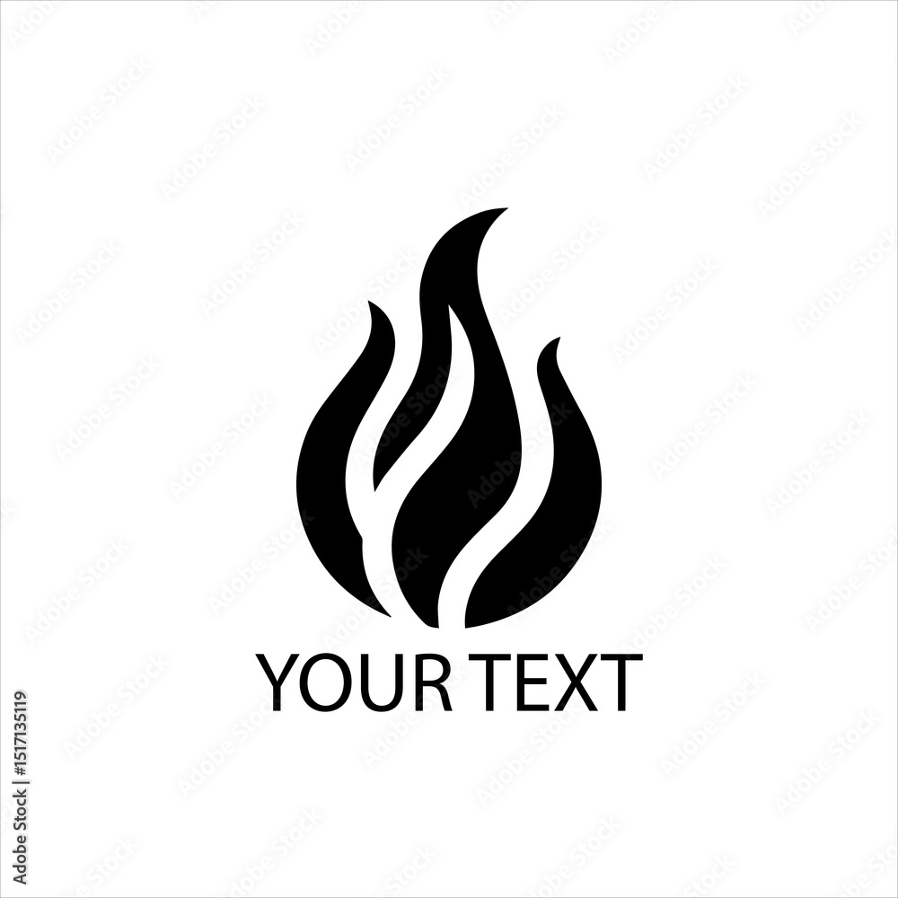Obraz premium Minimalist Fire Flame Logo Vector – Geometric Symbol Isolated on White Background