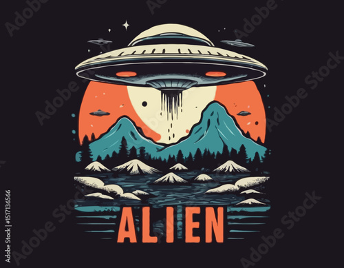 Another dimension , Alien invasion, ufo t shirt design, vector graphic, typographic poster or tshirts street wear and Urban style