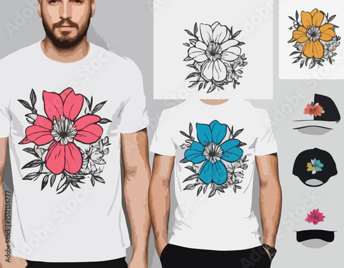 Streetwear graphic tee flower design templates. There are unique and aesthetic urban element streetwear design Collection are perfect for creating Custom Printed Clothi