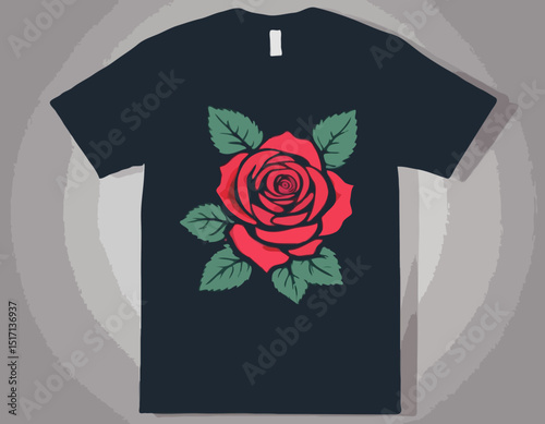 Vintage illustration of rose flower with pixel style t shirt design, vector graphic, typographic poster or tshirts street wear and Urban style