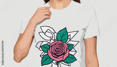 Futuristic illustration of rose flower t shirt design, vector graphic, typographic poster or tshirts street wear and Urban style