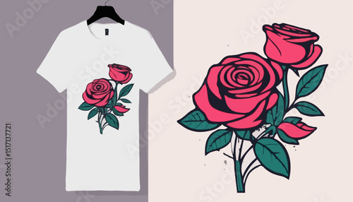Futuristic illustration of rose flower t shirt design, vector graphic, typographic poster or tshirts street wear and Urban style