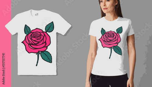 Futuristic illustration of rose flower t shirt design, vector graphic, typographic poster or tshirts street wear and Urban style
