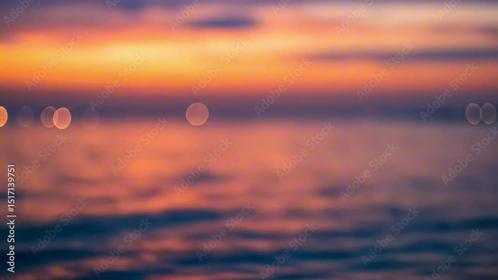 Enthralling Sunset over Calm Ocean A Dreamy, Blurred Seascape