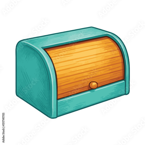 Bread Box Vector – Turquoise Roll-Top Container for Kitchen Counter