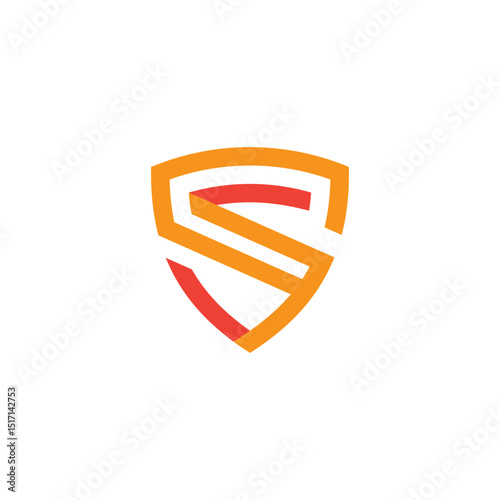 S letter shield logo in flat design style