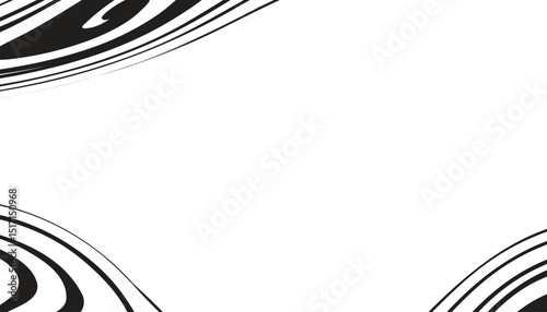 Abstract black and white background with a dynamic wavy line design