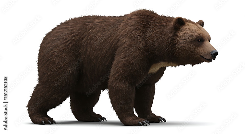 Obraz premium Standing Brown Bear Isolated on White Background