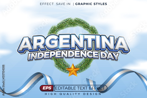 Editable 3d vector argentina independence day, premium template design