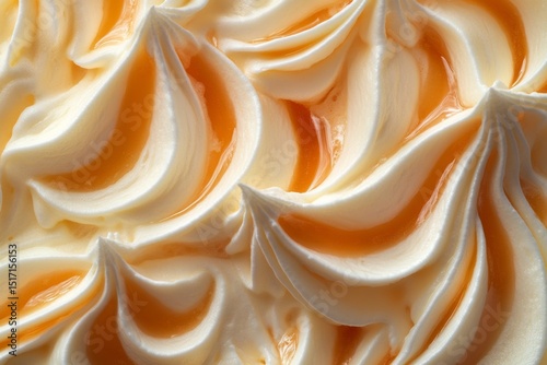 Swirl of creamy vanilla and caramel dessert texture