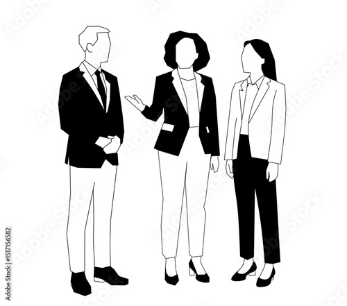 Black and White Diversity Business Team Illustration – Professional People Talking