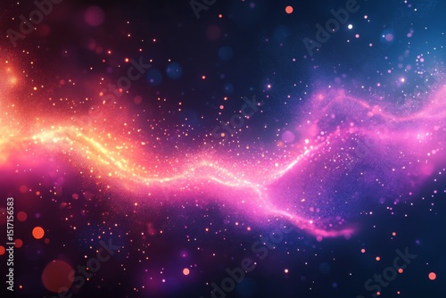 Colorful space background with glowing nebula and bright energy waves