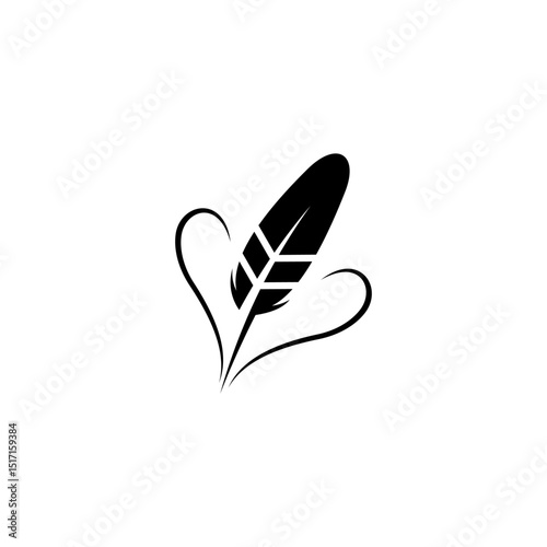 love feather logo in flat vector design style