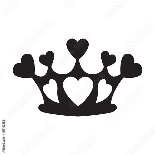 Queen of Hearts Crown Silhouette with Hearts