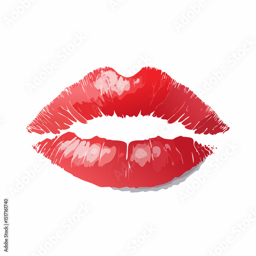 Red Lips Kiss Mark Vector Illustration of a Woman's Lips