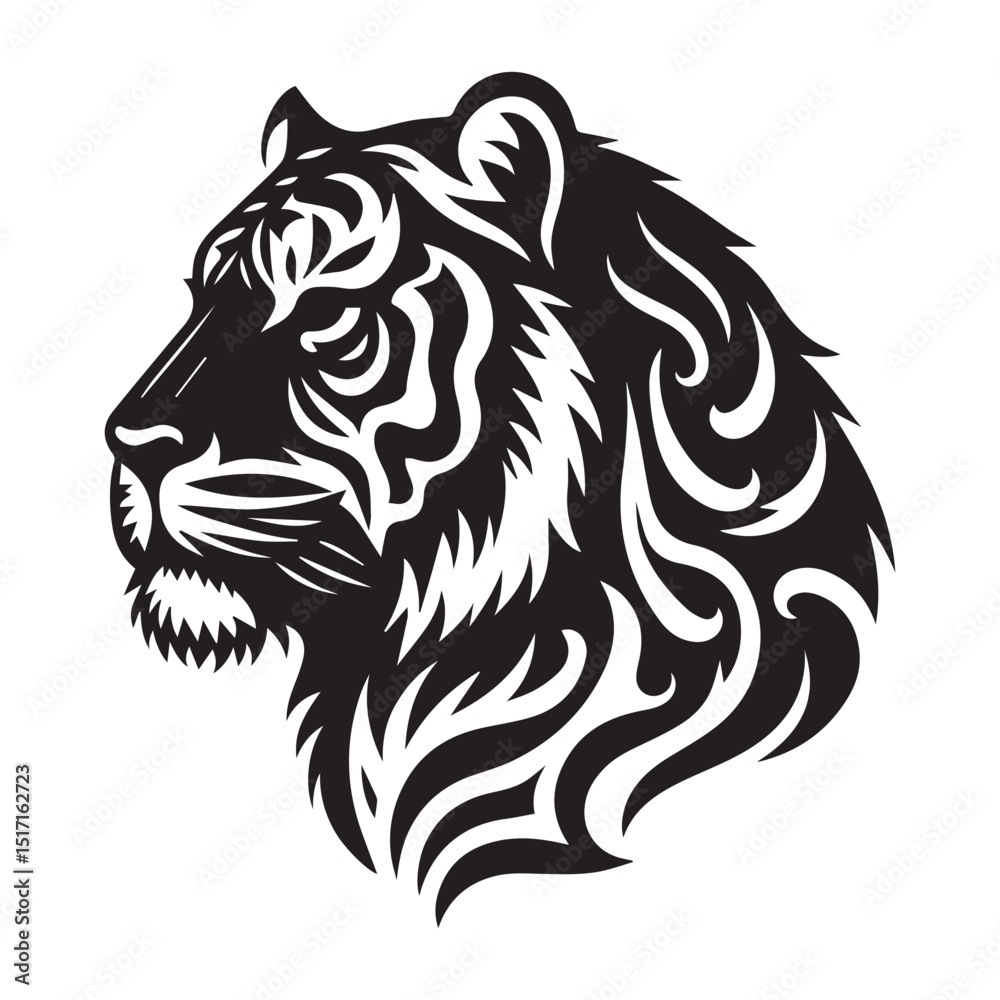 Fototapeta premium tiger silhouette, editable vector image