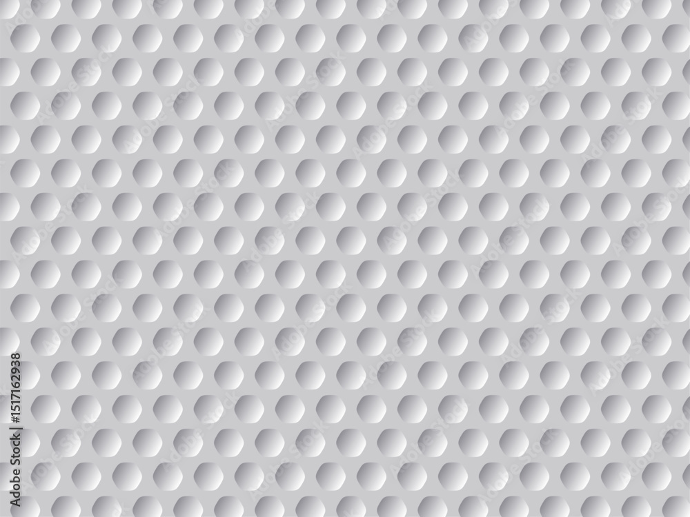 Golf ball texture background. Hexagon golf ball texture. White honeycomb background. Seamless hexagon pattern. Vector illustration