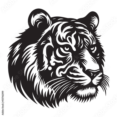 Wallpaper Mural tiger silhouette, editable vector image Torontodigital.ca