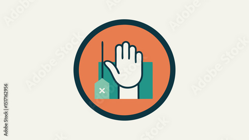 AntiConsumption Badge A circular badge design with an illustration of a hand with a stop gesture over shopping bags accompanied by the text Choose to Refuse.