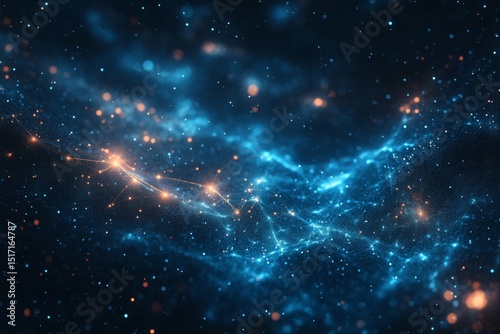 Galaxy cluster in deep space filled with stars and nebulae