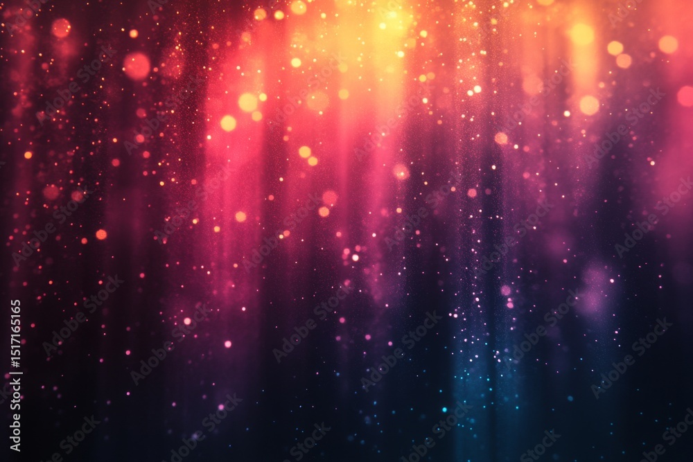 Fototapeta premium Abstract glowing bokeh lights with a vertical gradient of purple orange and yellow colors